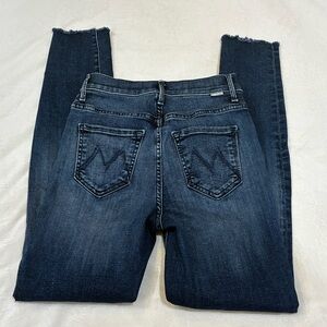 MOTHER The Stash Swooner Ankle Fray Jeans Chick Flick Wash Size 24 Skinny